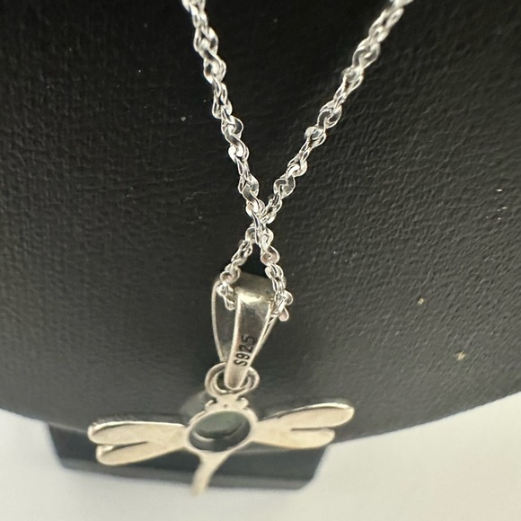 Elegant Black Fire Opal with Silver 925 Dragonfly Pendant on 925 Chain - Picture 3 of 9